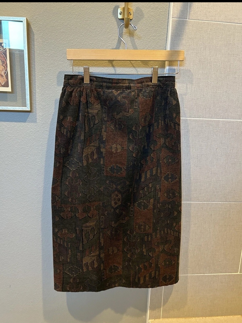 Michael Novarese Vintage Corduroy Printed Pencil Skirt 4/6 Small